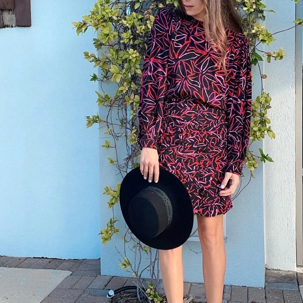 NWT Essentiel Antwerp Afford Longsleeve Print Mini Dress Size 2